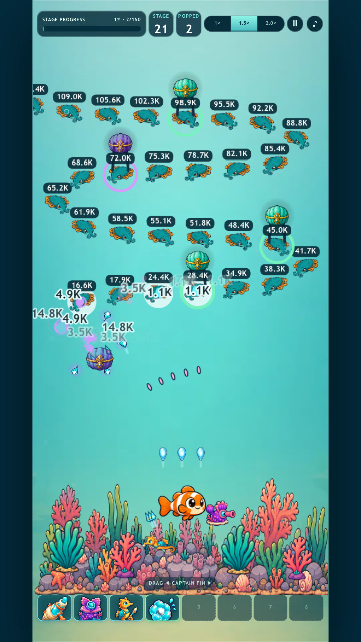 Captain Fin fighting alongside Polyp Turret and Seahorse Scout